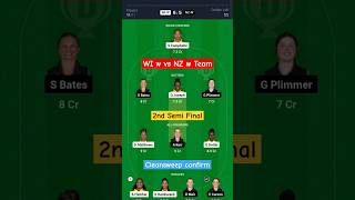 WI w vs NZ w Dream11 Team || WI w vs NZ w Dream11 Prediction || WI w vs NZ w 2nd Semi Final #shorts