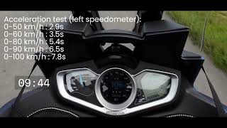 Kymco Xciting S 400 - 0-100 km/h - test 1 (no top case or additional helmet)