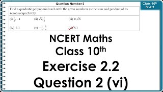 Exercise 2.2 (Question No. 2 (vi)) Class 10 Maths NCERT