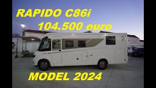 Een nieuwe luxe Integraal Camper Rapido C86i een familie camper model 2024.