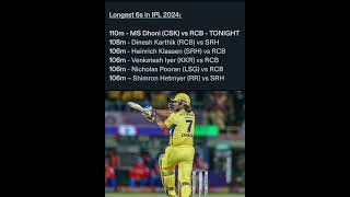 सबसे लंबा 6s आईपीएल 2024 में #msdhoni  #mahendrasinghdhoni #dhoniforever #cskvsrcbmatch