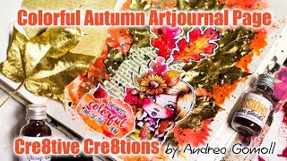 Whimsical, colorful Autumn Artjournal Page