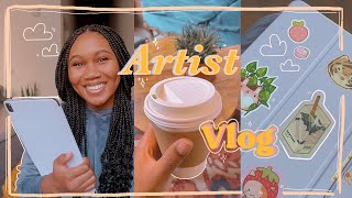 ✿cozy artist vlog 00✿ unboxing iPad case + patreon merch+ blog planning + lots of drawing