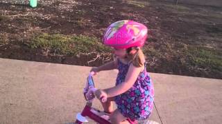 Grace can ride her pushy at 3.5 years old