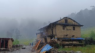 Best Rainy in Rural Mountain Jajarkot Village Of Nepal | Relaxing Mountain Village Life with Natural