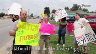 Mitch McConnell Town Hall Protest Leitchfield, KY August 21, 2014.