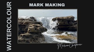 MARK MAKING with video stimulus | Waves crashing over rocks, watercolour