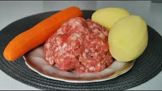 Всего 1 морковь, 2 картошки и немного фарша. Вкусный ужин для всей семьи! За копейки!