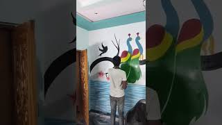 kids room peacock wall spray painting designs #shorts