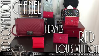 My Red Chanel, Louis Vuitton & Hermes Color Comparison.