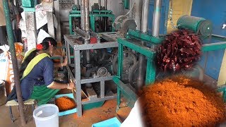 Chilli Powder Making Videos || Red Chilli grinding In the preceding method || Small Scale IndustrY