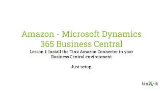 Amazon - Microsoft Dynamics 365 Business Central - Lesson 1