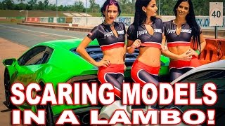 Hot Girl Freaks out in a 610hp Lamborghini! Taking Promo Models on Track for Their First Time!