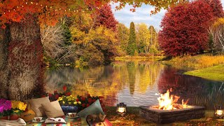 Cozy Autumn Ambience | Autumn Forest Ambience and Crackling Fire Sounds, Relax