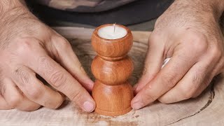 Wood Turning - Exquisite Candle Crafted from Beech Wood and Paraffin