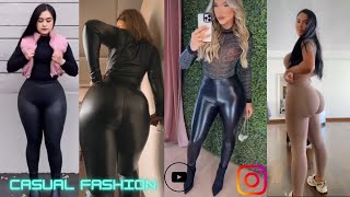 Rock Curvy Shiny Leather Leggings Outfits | Top 6 How To Style Leggings Fashion Trends GRWM 2024