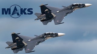 Парный и одиночный пилотаж Су-30СМ МАКС2021 / Pair and single aerobatics of the Su-30SM MAKS2021