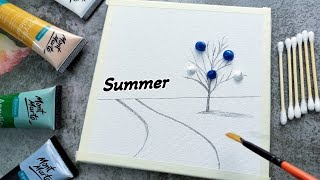 How to Draw Summer Season Painting || Simple and Easy Beautiful Tree Painting || Drawing idea