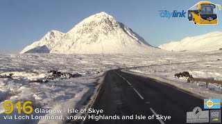 Morning Timelapse through the snowy Scottish Highlands | Scottish Citylink 916: Glasgow - Uig