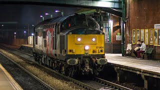 4K rog class 37 no 3700 growls though Meadowhall with cf booths to derby rtc