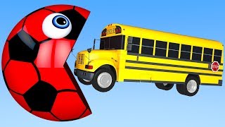 Learn Colors with PACMAN and School Bus Street Vehicle for Children