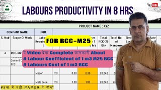 Labour Productivity| Ek Cum RCC M25 ko Casting karne me kitni Labour Lagti Hai | CEI