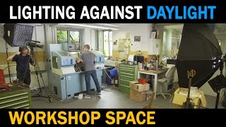 Lighting against daylight - in a workshop