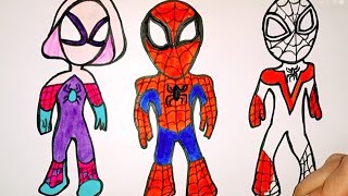 Spidey and Friends  Drawing And Colouring|| AwesomeDrawingClips|| Drawing And Painting||ArtWork