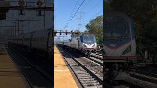 Amtrak NER passing North Elizabeth with a hornshow and engineer opened his door,