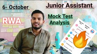 Rwa Junior Assistant weekly mock Test Analysis✅My Score|6- October Junior Assistant #rojgarwithankit