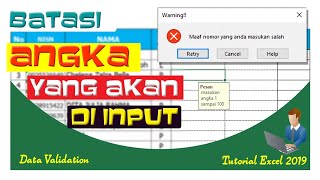 Cara Mambatasi angka yang kita input di sebuah sel Tutorial Microsoft Excel