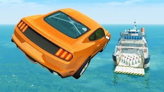 CAR BOWLING ON ABANDONED FERRY (Music Free) - BeamNG drive