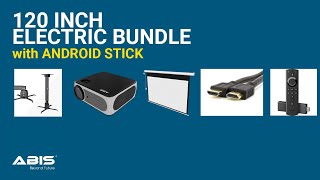 120" Electric Projector Screen & Projector Bundle with Android TV Stick for Home - Complete Set