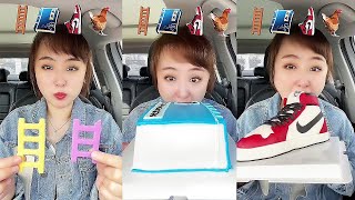 Asmr eats emojis, eats them in big mouth, the co-pilot eats emojis🧀🧈#food #shortvideo #Eat emotic