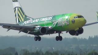 Alaska Airlines Portland Timbers Boeing 737-700 landing at Portland