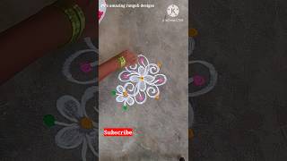 5x1 dots simple rangoli designs|easy kolam #shorts #rangoli #kolam #muggulu #ytshorts