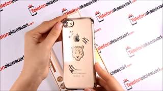 Apple iPhone 7 Swarovski Taşlı Kaplan Desenli Şeffaf Kılıf Tanıtımı