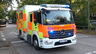 Rettungsdienst Lübeck Intensivtransport auf Einsatzfahrt zum UKE Hamburg // Huge intensive care unit