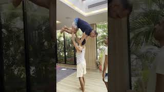 Trying standing acroyoga #yoga #acro #acroyoga #fitness