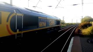 66744 'Crossrail' passes Newton-on-Ayr, Scotland.