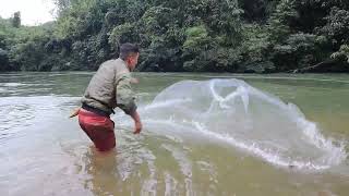 Wonderful Wild Fishing, Throw Nets Catch Many Big Wild Fish By The River