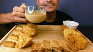 Evening snacks Mukbang ||  chai/ tea ☕ | Samosa |Crispy Nimki/Khasta namak para  | Cookies