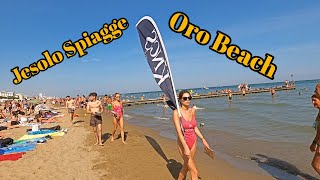 Jesolo Spiagge   Oro Beach Italien Beach Walk 🏖 4K Walking Tour ☀️ Sunny Day