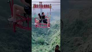 Bungee Jumping With Rope In Beautiful Place|Couple Rides Dangerous Sky Bike Together#bungee #extreme