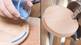 Wood Turning - Making a resin edge plate with beech wood