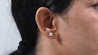 Square Old Mine Cushion Cut Lab Diamond Stud @ourosjewels