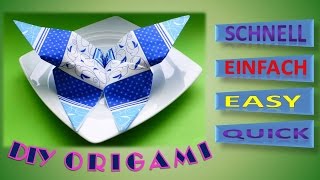 DIY ORIGAMI SCHMETTERLING SERVIETTEN FALTEN, HOW TO FOLD NAPKINS DESIGN BUTTERFLY, SERVIETFOLDNING