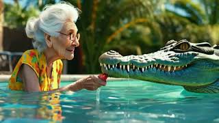 crocodile attack the old woman|