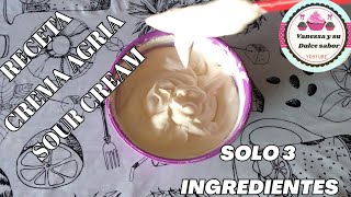 Cómo Hacer Crema agria o  sour cream CON SOLO 3 INGREDIENTES //Vanessa y su dulce sabor