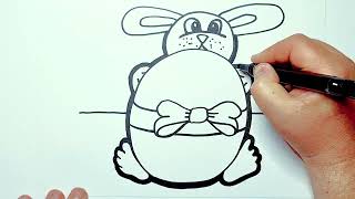 Art Tutorial on How to Draw a Easter Egg And Bunny for Parents to draw along with their children.